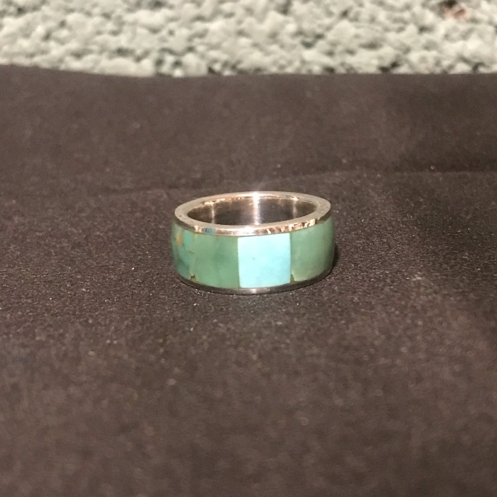 Turquoise Silver Band Ring - Picture 7 of 8